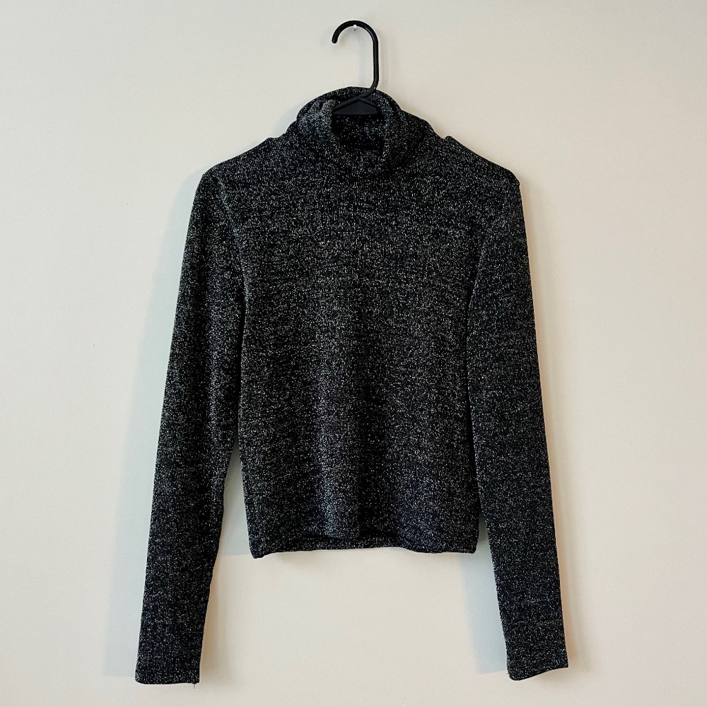 Divided H&M Black Shimmer Sparkly Turtleneck Top